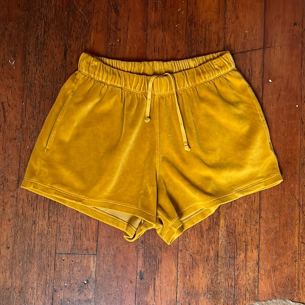 SUZI KONDI Velour Shorts. Like new. Mustard Color. I think they run big.